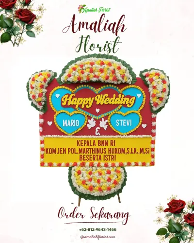 Karangan Papan Bunga Pernikahan di Kuanino